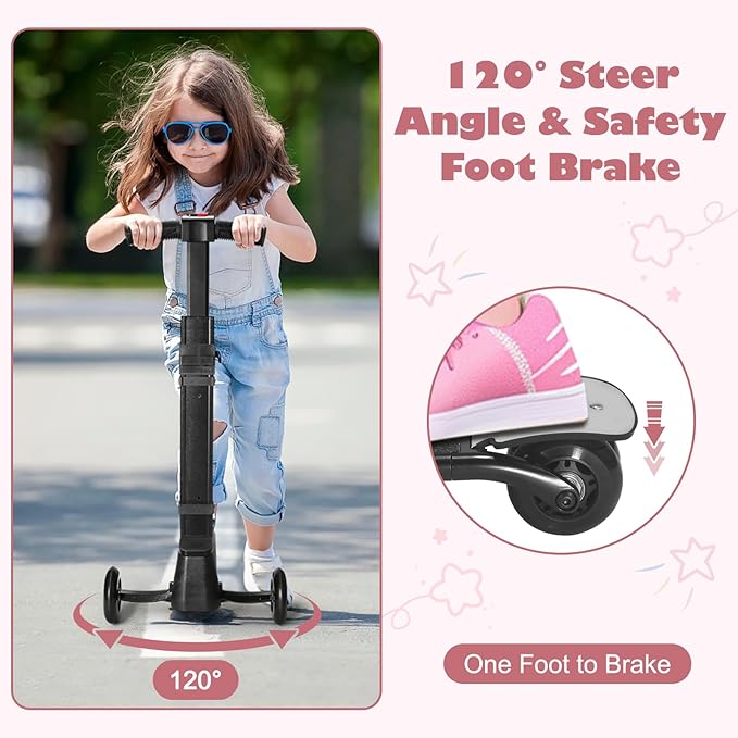 iubest Luggage Carry On Scooter Suitcase for Kids Age 4-15, Detachable & Foldable 4 in 1 Suitcase, Multifunctional Ride On Travel Trolley Scooter Combo-Pink