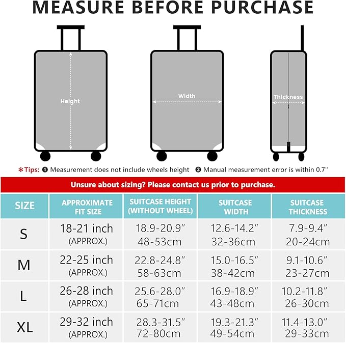 Travelkin Luggage Covers With Tag For Suitcases Tsa Approved,Suitcase Covers Protector Fit 18-32 Inch Luggage L(26-28inch suitcase)
