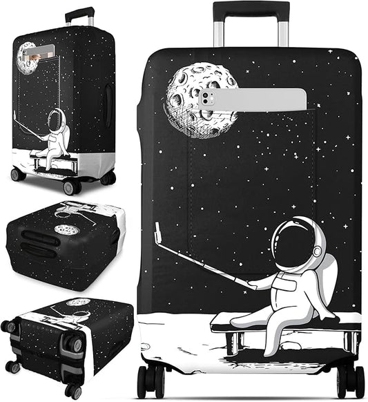 Slohif Luggage Cover for Suitcase Tsa Approved Protector - Luggage Sleeve Large Suit Case Cover Travel Stretch Baggage Case Protective Washable Fit 31-32 Inch Astronaut XL