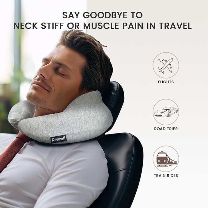 Inflatable Travel Pillow, Upgraded Travel Neck Pillow for Airplane Neck Support Sleeping - 3rd Generation, Double Comfort Plane Pillow - Portable Travel Essentials