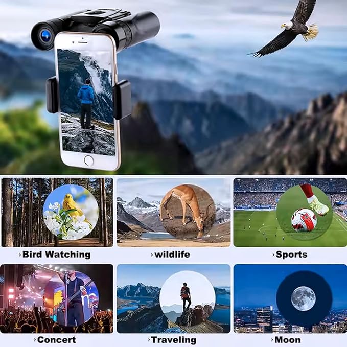 Binoculars with Phone Adapter for Adults, Compact Pocket Travel Binocular for Bird Watching Concert Theater Opera High Powered Electronics Cruise Ship Essentials Norwegian Alaska Hiking Camping Gear