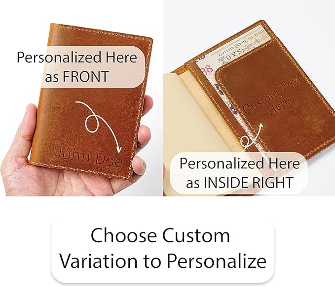 HIFA Personalized Leather Passport Holder, Handmade Passport Cover with Card and Ticket Slot - Genuine Leather, Elegant Design, Easy Access - Passport Case, Passport Wallet, Passport Holder