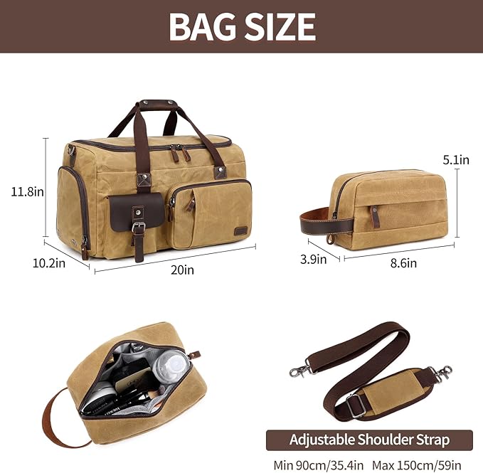 Travel Duffle Bag Weekender Bag with Shoe Compartment Overnight Bag for Men Travel Bag Carry On Lugguage Brown