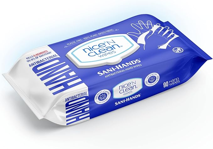 Nice 'N CLEAN Sensitive Skin Wet Hand Wipes 90ct (8-Pack) | Infused with Aloe | Hypoallergenic Wipes More Effective than Gel