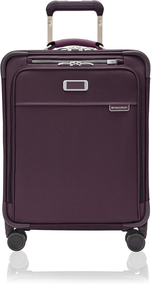 Briggs & Riley 21" Global Carry On Expandable Spinner - Luggage for International Travel, Suitcases with Wheels, Softside Rolling Bag for Men & Women, Self-Repairing Zipper - Baseline Collection, Plum