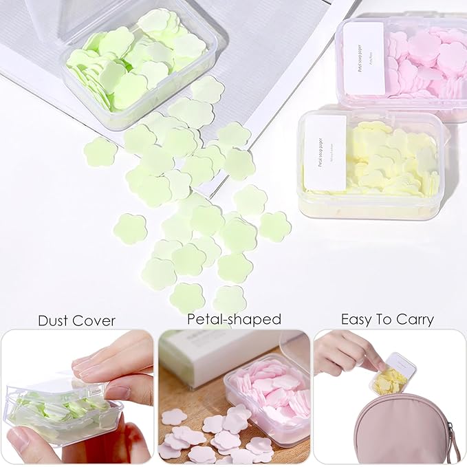 300pcs Portable Hand Washing Soap Sheets, Scented Mini Soap Sheets, Disposable Soluble Soap for Outdoor Travel, Camping, Hiking (Mix)