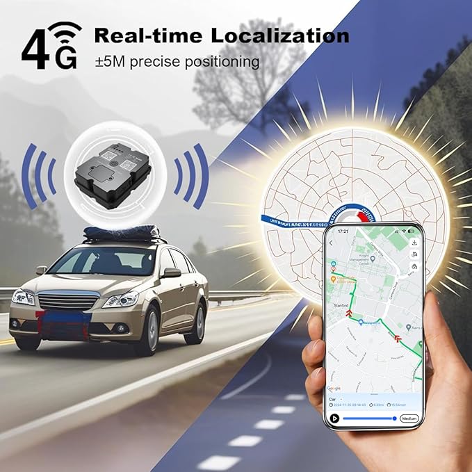 GPS Tracker for Vehicles Long Battery Life up to 7 Months Battery Life, Real Time Tracking, Unlimited Distance, Strong Magnetic,IP67 Waterproof 4G Tracker Device for Vehicles, Subscription Needed