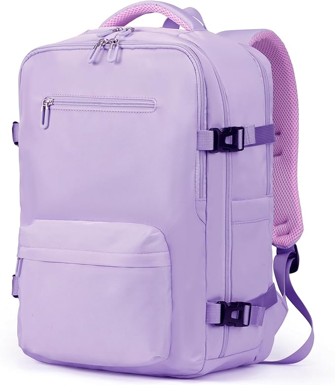 SHRRADOO Travel Laptops Backpack for Women Men, Casual Work Bag 17inch High School College Backpack Airline Approved Backpack for Hiking Business (Light Purple)