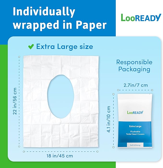Individually Wrapped Toilet Seat Covers Disposable Flushable - Deluxe Premium Quality Travel Essential - Extra Thick and Large - Sample Size 5 pack