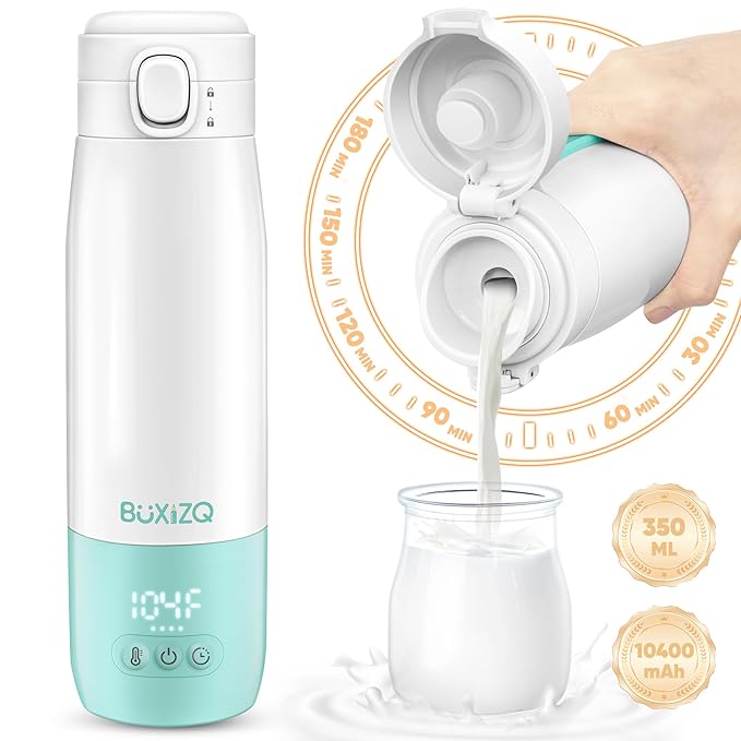 Portable Bottle Warmer for Travel,Portable Milk Warmer for Baby-12oz Ceramic Heater Heating,Fast Charging & Cordless Portable Baby Bottle Warmer -Dual Heating Modes for Breast Milk & Water,Green
