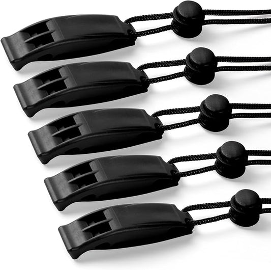 2-Pack Whistle Emergency Safety with Lanyards - High Decibel Survival Whistle for Life Jackets, Boating, Kayaking, Hiking, Hunting & Rescue