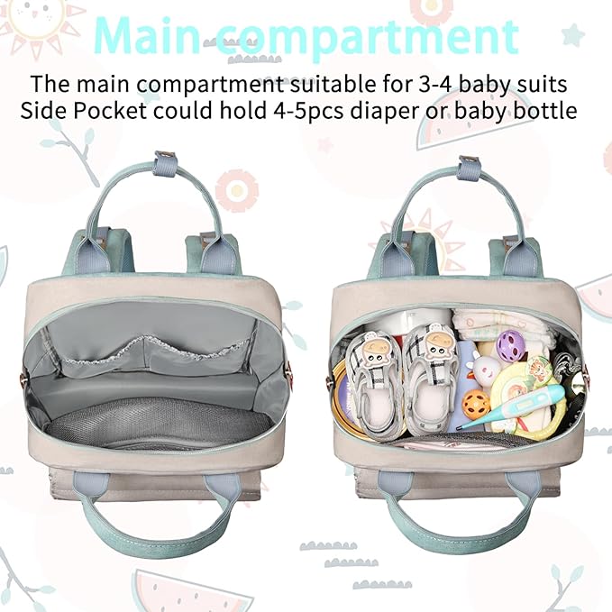 Diaper Bag Backpack, Baby Diaper Bag for Girls Boys, Multipurpose Baby Backpack for Women, Large Baby Essentials Travel Bag with Insulated Pockets and Stroller Straps