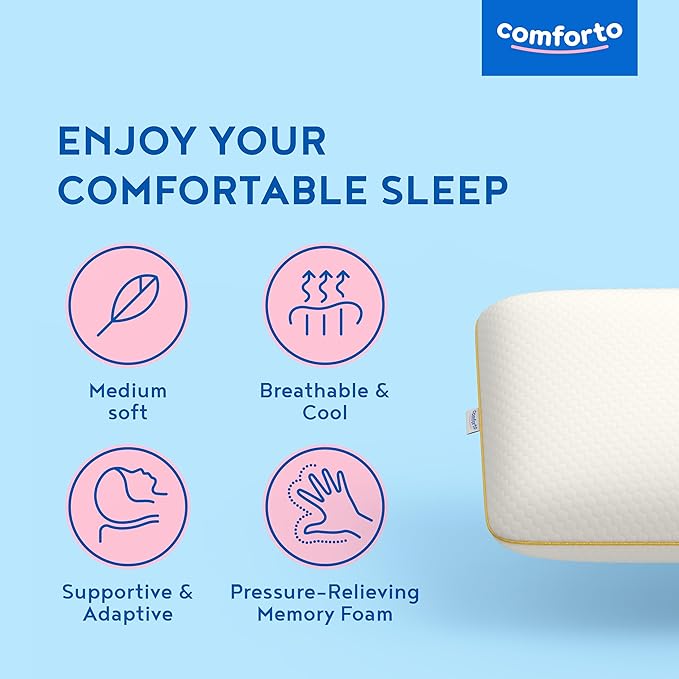 Memory Foam Pillow for Sleeping 23.6x15.7 - Orthopedic Cervical Pillows for Neck and Shoulder Pain Relief for Back and Side Sleepers - Medium Firm Pillow with Neck Support - Pillowcase for Bed