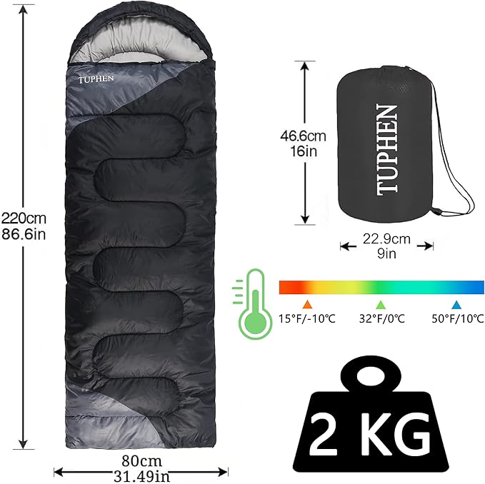tuphen- Sleeping Bags for Adults Kids Boys Girls Backpacking Hiking Camping Microfiber Liner, Cold Warm Weather 4 Seasons Indoor Outdoor Use, Lightweight & Waterproof