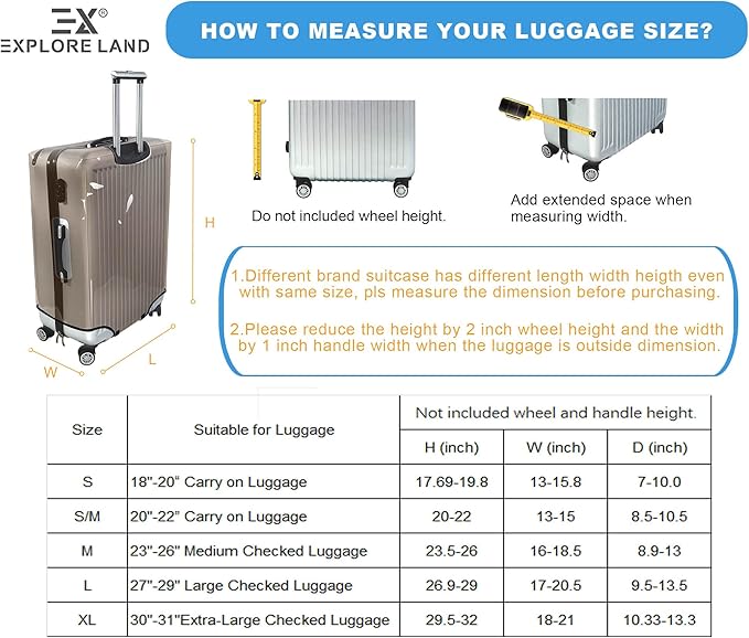 Explore Land Luggage Cover Suitcase Protector Fits 18-22 Inch Case (Time to Travel, S)