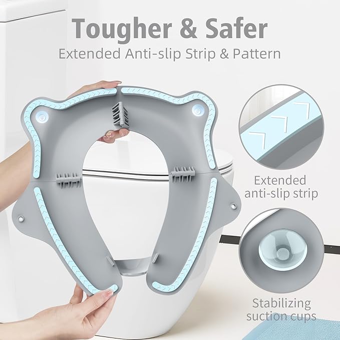 SKYROKU Foldable Kids Toilet Seat – Portable & Anti-Slip Travel Potty Training Seat for Toddlers,Safety material Baby Toilet Seat, Easy Clean & Compact for Home, Daycare, Grandparents House (Ages 2-6)