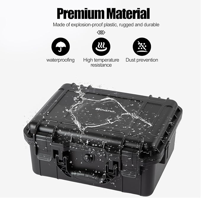 small Hard case Waterproof Hard Case with DIY Customizable Foam Insert Portable Protective Case with Knife for Camera Drones Equipments Tools Test Instruments 14.2''x11.4''x6.3''