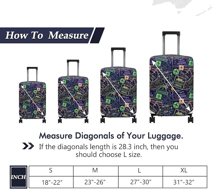 HYPER VENTURE Washable Luggage Cover - Fashion Suitcase Protector Fits 31-32 Inch Luggage (Urban Passport, XL)