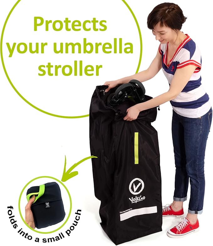 V VOLKGO Stroller Bag for Airplane, Large Cover for Airtravel, Jogger & Umbrella Stroller Cover for Travel - Fits Most Sizes, Gate Check Bag, Heavy Duty Durable Infant carrier covers for Air Travel