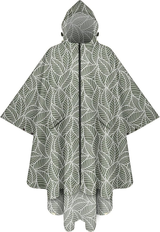 PTEROMY Hooded Rain Poncho for Adult with Pocket and Zipper, Waterproof Lightweight Raincoat for Men and Women