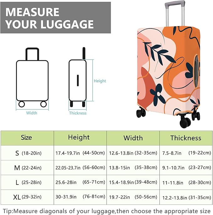 Travel Luggage Cover Suitcase Protector Fits 18-32 Inch Wheel Covers PatternedTravel Related Items Flower Luggage Protector Elastic M
