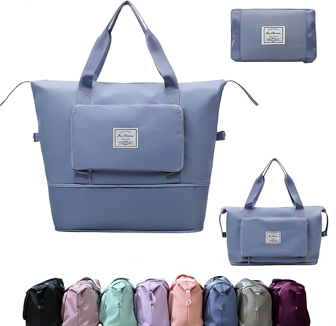 Large Capacity Foldable Travel Bag, Expandable lightweight Carry on Bag, Dry with Wet Separation Spor Duffel Bags