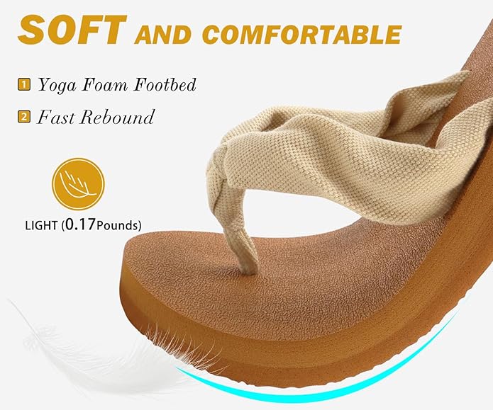 KuaiLu Flip Flops for Women with Arch Support Yoga Mat Comfortable Summer Beach Walking Thong Cushion Sandals Slip On Indoor Outdoor