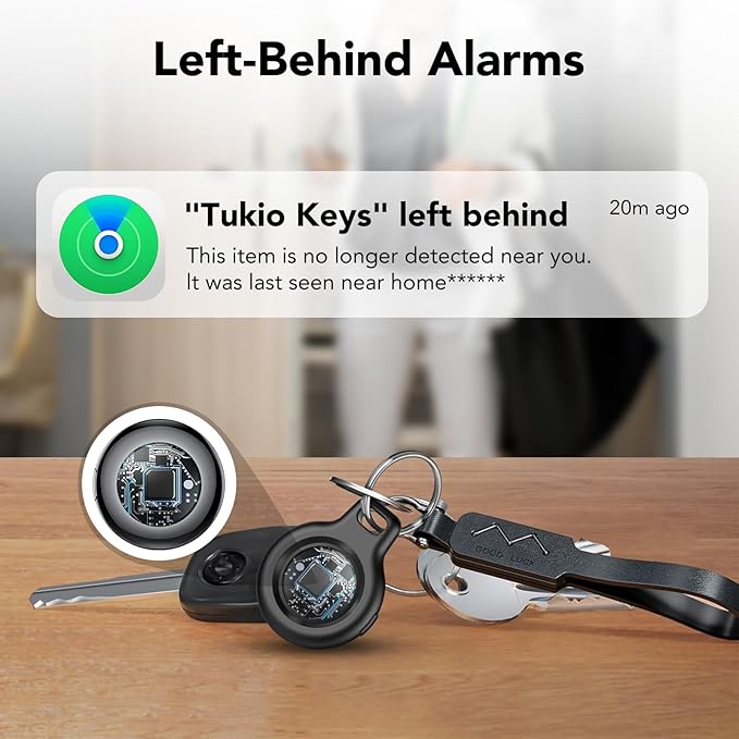 2025 New [Apple MFi Certified] (iOS Only) Air Tracker Tags-3 Pack, Bluetooth Tracker for Apple Find My, Replaceable Battery, Key Finder and Item Locator Smart Tag for Keys, Bags, Luggage, Pets, Black