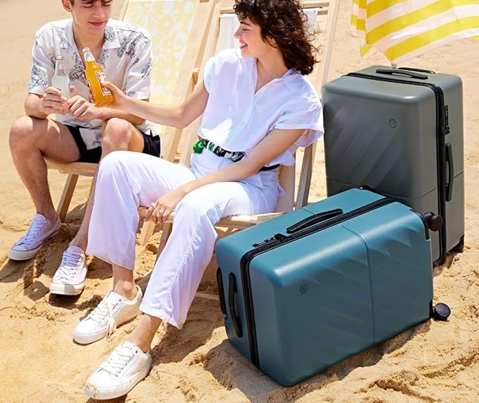 Carry On Suitcase, 20 Inch Carry-On Luggage with Double Spinner Wheels, Anti-Burst Zipper, Hard Case PC Suitcase Carry On, Lightweight Travel Luggage, TSA Approved (Topaz Blue, Hudson)