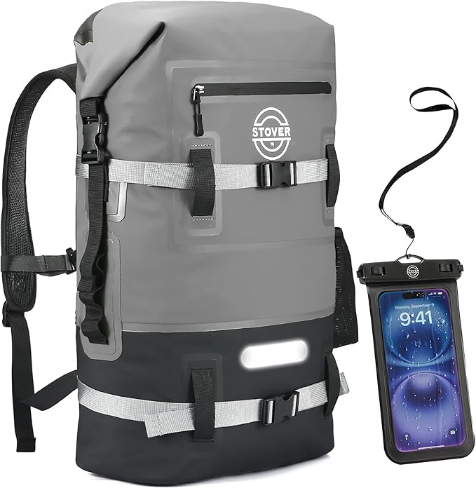 STOVER 5/10/25/30/40/55L Waterproof Backpack- Floating Dry Bag for Kayaking, Travel, Beach, Hiking, & Camping, Men/Women
