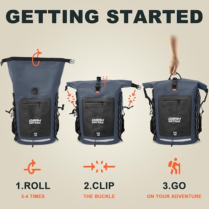 Waterproof Backpack Dry Bag 35L/55L/85L – Heavy Duty Roll-Top Hiking Backpack Sack Keeps Gear Dry for Travel, Kayaking, Boating, Camping, Rafting and Fishing
