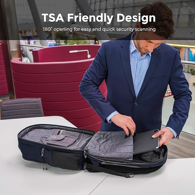 Swissdigital Design TSA Business Laptop Backpack For Men,Travel Backpack With USB Charging Port,College Tech Backpacks With RFID Pockets Presents For Men Fits 15.6 Inch Computer Blue | TERABYTE