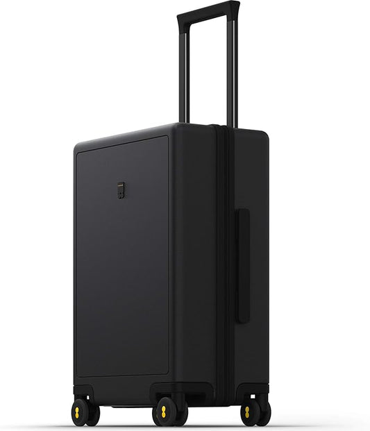 LEVEL8 Hard Shell Carry on Luggage Airline Approved, Carry-on Suitcases with Wheels, Lightweight Luminous Textured Hardside Travel Bag with Tsa Lock, 20 Inch, Black