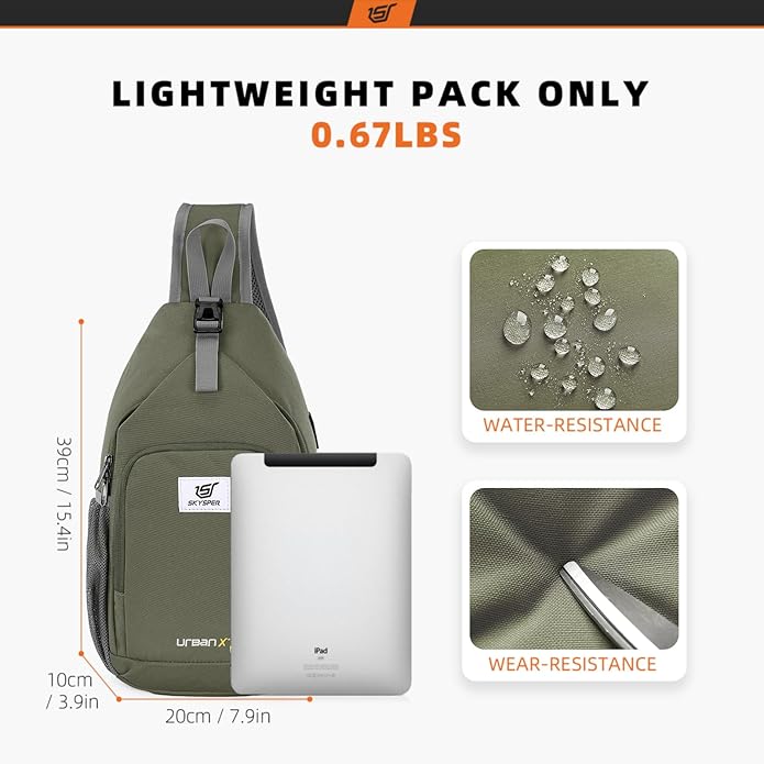 SKYSPER Sling Bag RFID Crossbody Sling Backpack Cross Body Shoulder Bag Travel Hiking Daypack for Women Men