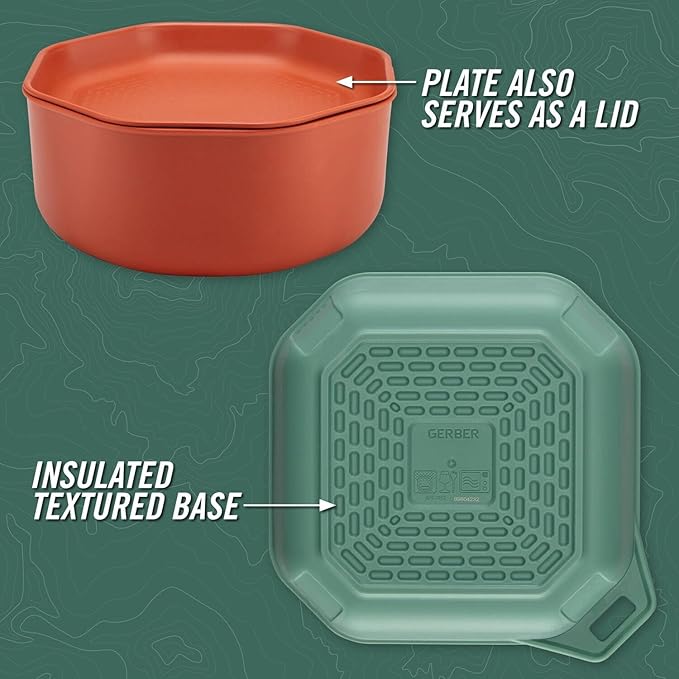 Gerber Gear ComplEAT Tableware Set - Polypropylene Camping Cookware - Portable Outdoor Tableware - 4 Plates, 4 Bowls & 1 Mixing Bowl