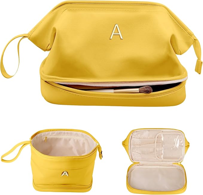 Women Gifts Basket-Teen Girls Trendy Stuff, Initial Makeup Bag, Travel Gifts, Personalized Bags, Makeup Bags Travel Toiletry Bag, Friend Gifts Girls Fashion Travel Toiletries for Women