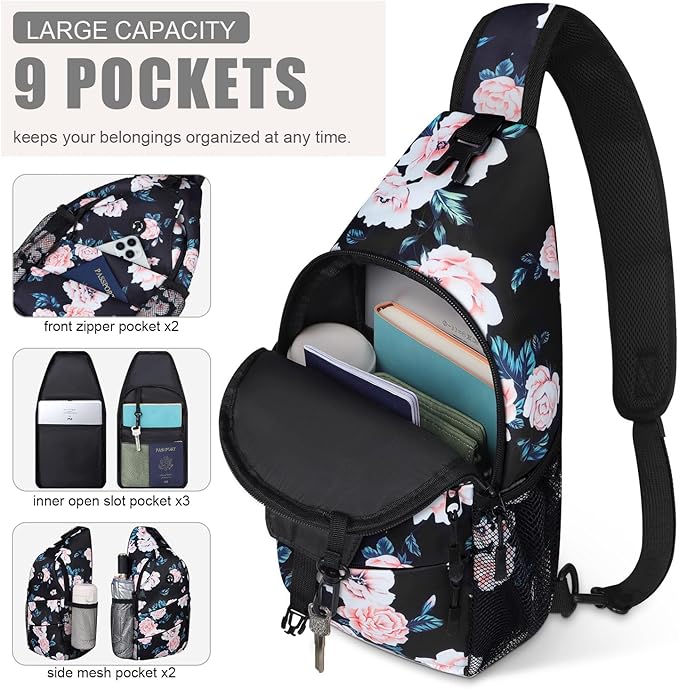 Crossbody Bags for Women Men Trendy Sling Bag Bakpack Casual Chest Bag with Convertible Shoulder Strap