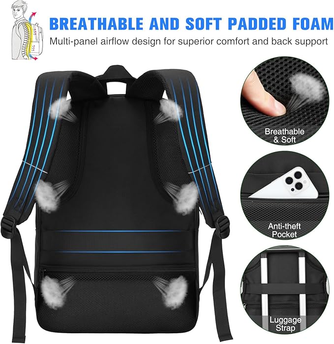 Paude Laptop Backpack, 17.3 Inch School Backpack Large Bookbag with USB for High School College Students Office Business,Waterproof