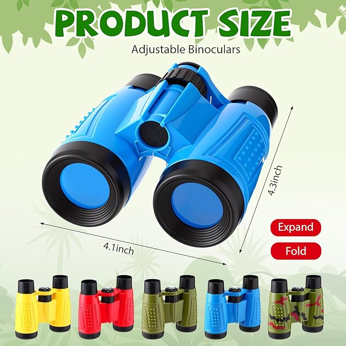 12 Set Binocular Compass Magnifying Glass Set Christmas Birthday Gift Small Telescope Binocular with Whistle Bag for Outdoor Exploring Stocking Stuffer(Colorful,Camouflage)