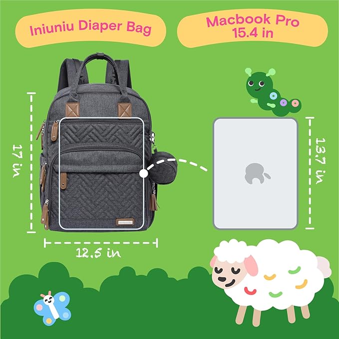 iniuniu Diaper Bag Backpack, 4 in 1 kit Large Unisex Baby Bags for Boys Girls, Waterproof Travel Back Pack with Diaper Pouch
