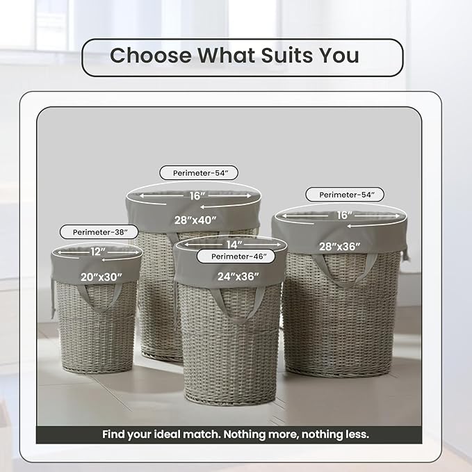 LFH Home Cotton Canvas Large Laundry Bag with Handle, Heavy Duty Drawstring Closure Washable Laundry Bags, School Travel, Home, Hotel, College Dorm, Organizer Sack, Toys Clothes 28x40 (Pack of 4)-Grey