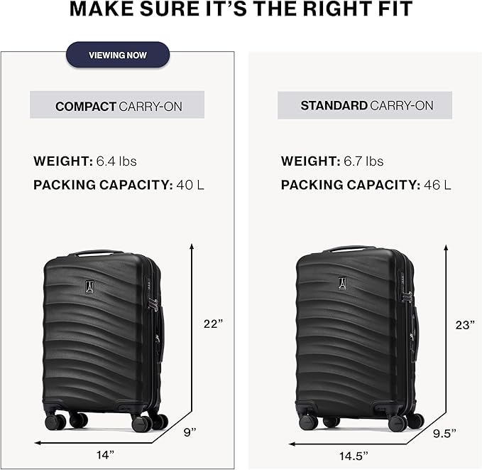 Travelpro Maxlite Air V2 Hardside Expandable Carry on Luggage, 8 Spinner Wheels, Lightweight Hard Shell Suitcase, TSA lock, Black, Compact Carry On 20-Inch