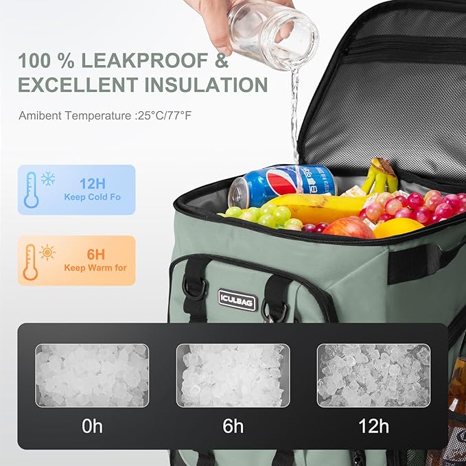 Beach Cooler Backpack for Men 36cans Insulated Backpack Cooler Lunch Bag for Women Camping Hiking Picnic Travel for 18 Hours Cooling 30L