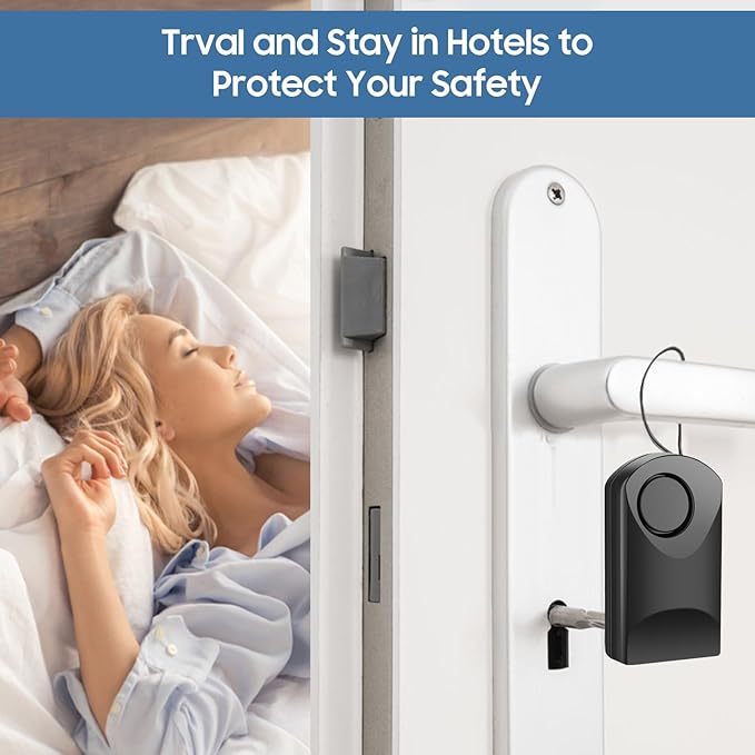 120db Touch Sensor, Door Handle Alarm, Anti Theft Vibration Triggered Portable Door Security Alarm for Doors for Kids, Toddler, Elderly, Hotel, Travel, Bedroom, Ghost