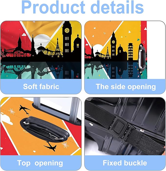 Luggage Cover Washable Suitcase Protector Anti-Scratch,Stretchable Fit for 20-34Inch Luggage Durable Travel Bag Cover with Zipper Closure (Travel-2, M(fits 24-26Inch suitcase))