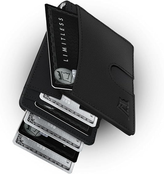 Kings Loot Custom Wallet for Men | Engraved Leather Slim Wallet with Money Clip | Personalized RFID Blocking Design | Minimalist & Stylish Wallets (Black)