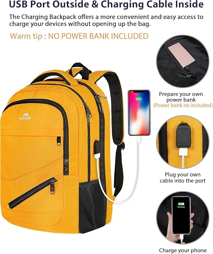 MATEIN 18.4 Inch TSA Approved Backpack, Extra Large 50 L Outdoor Carryon Backpack with Seperated Laptop Compartment, Work Travel Daypack with USB Charging Port, Creative Gifts for Men Women