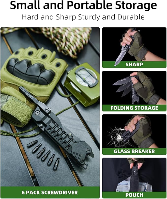 Multitool Knife 17 in 1Fire Starting Sticks, Bottle Opener, Saw Screwdrivers Bottle Opener, Whistle, Window Breaker and More -Perfect for Camping, Outdoor, Survival and Everyday Use,Gifts for Men Dad