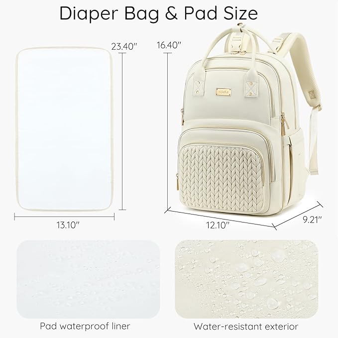 Diaper Bag Backpack - Large Multi functional, Boys, Girls & Baby Travel Essentials Tote with Changing Pad, Insulated Pockets, Stroller Straps, Waterproof - Baby Backpack for Mom & Maternity (Beige)