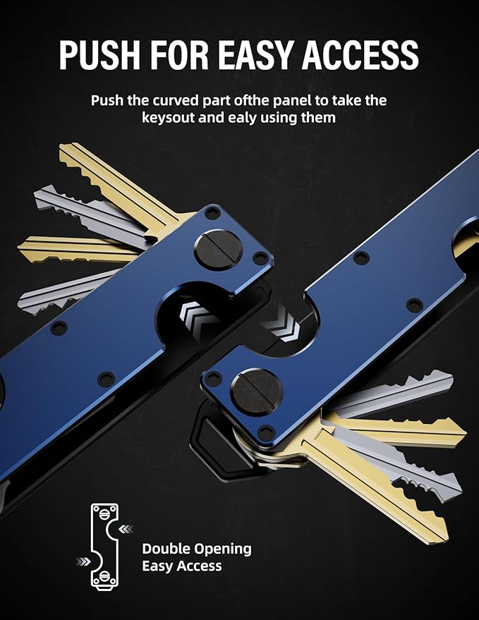 Key Organizer Key Holder Compact Key Case Minimalist Metal Key Chain Key Holder for Keychain Secures 8-10 Keys EDC